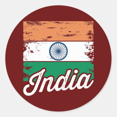 India Flag Vintage Indian Flag India American Classic Round Sticker