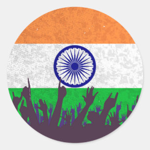 India Flag with Audience Classic Round Sticker