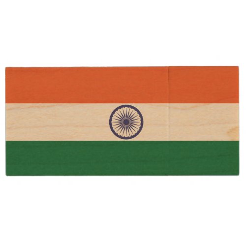 India Flag Wood Flash Drive