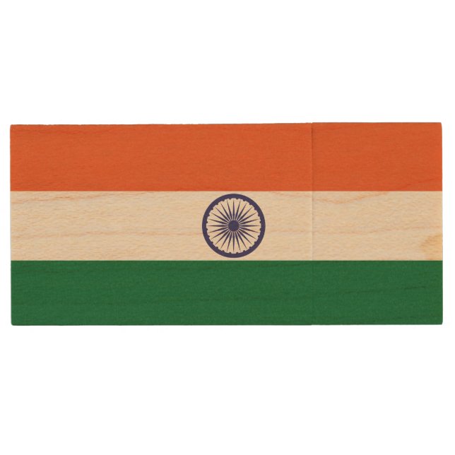 India Flag Wood Flash Drive (Front)
