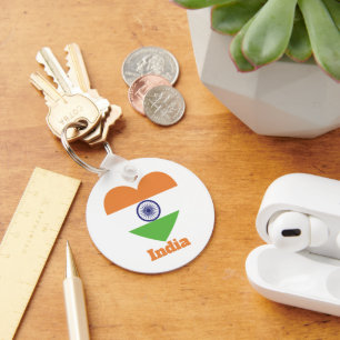 India Heart Flag Keychain