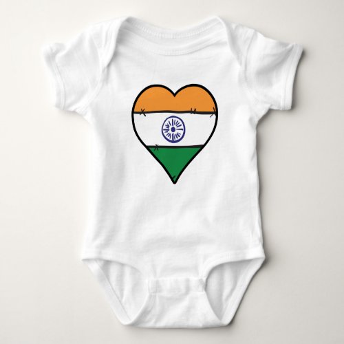 India Heart Indian Flag Baby Bodysuit