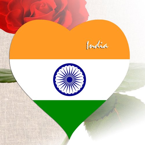 India Heart Sticker Patriotic Indian Flag Heart Sticker