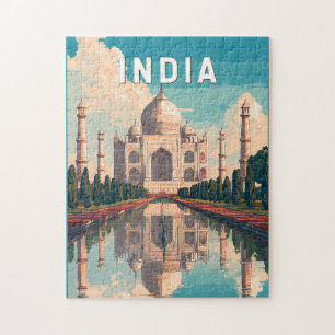 India Illustration Travel Art Vintage Jigsaw Puzzle