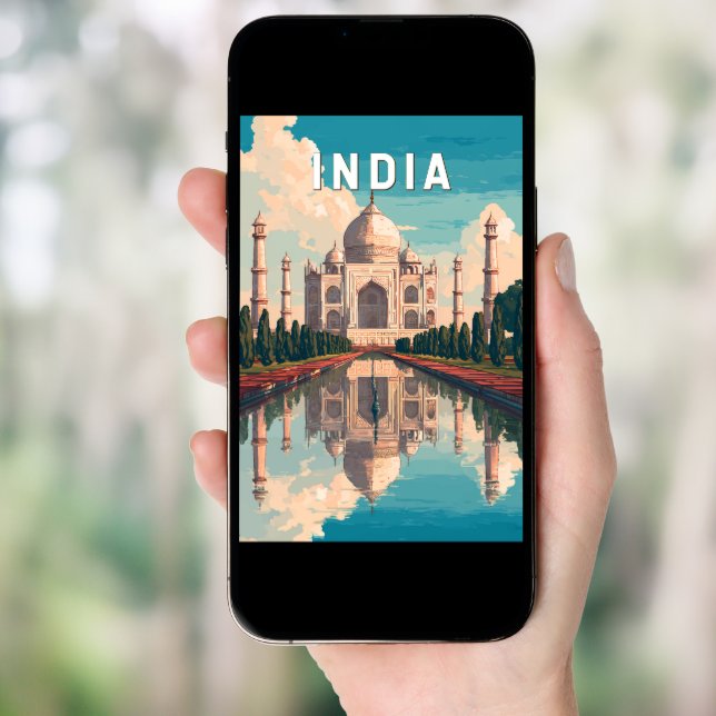 India Illustration Travel Art Vintage Poster (Front Digital)