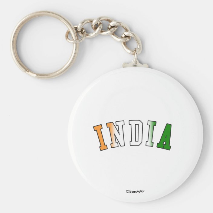 India in National Flag Colors Keychain
