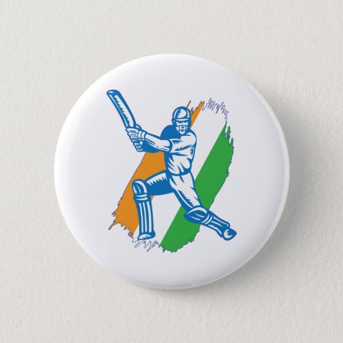 India Indian Cricket Player Batsman Design Button