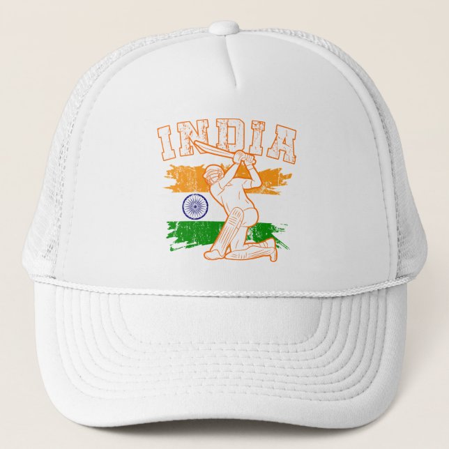 India Indian Cricket Player Batsman Design Trucker Trucker Hat (Front)