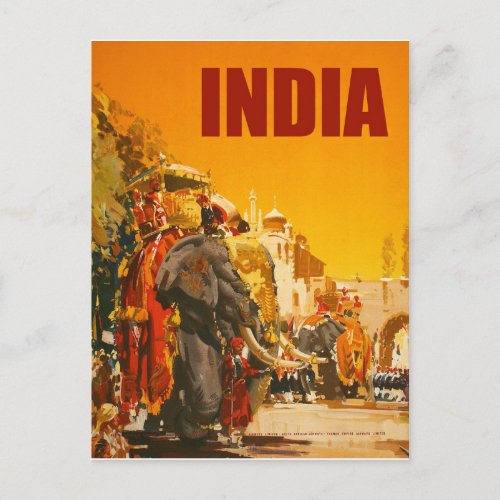 India Indian elephant city parade Postcard