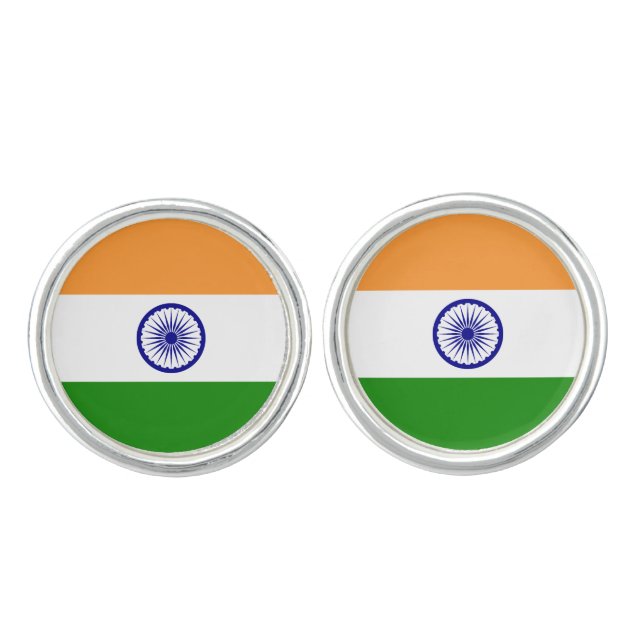 India (Indian) Flag Cufflinks (Front)