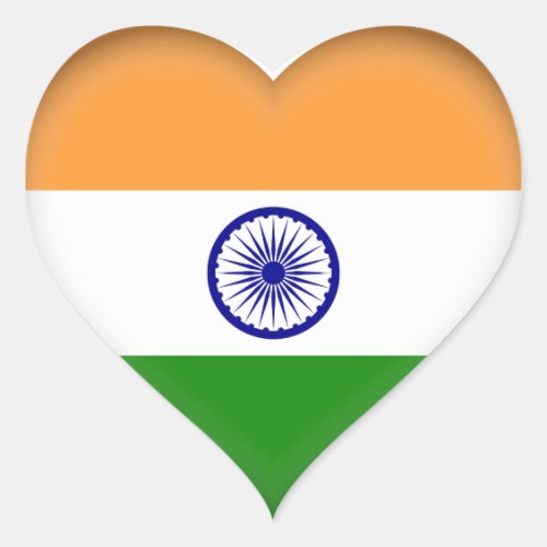 India Indian Flag Heart Sticker