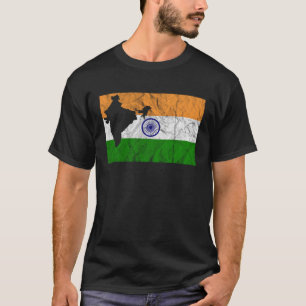 India Indian Flag Map Silhouette Travel Vacation I T-Shirt