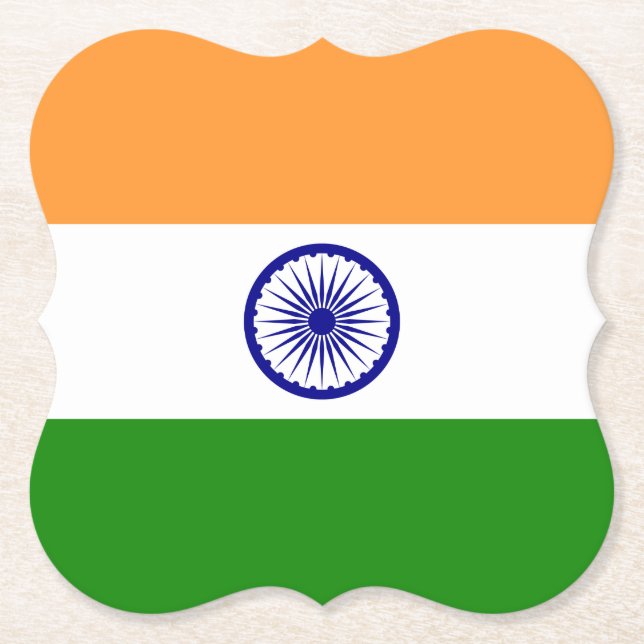 India (Indian) Flag Paper Coaster (Front)