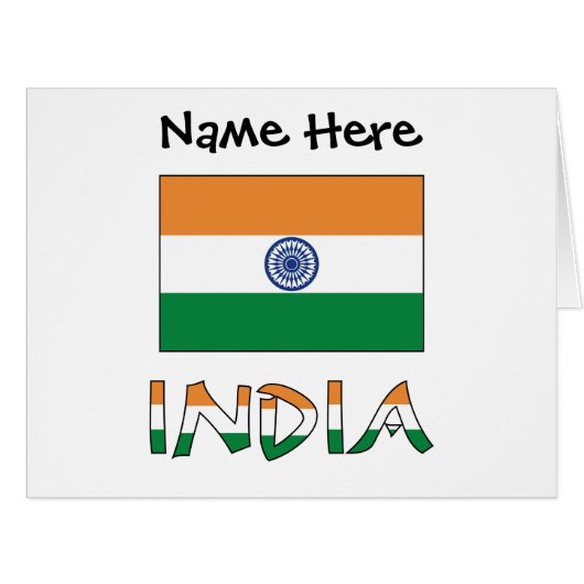 India Indian Flag Personalized Cards (Front Horizontal)