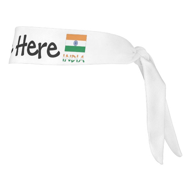India Indian Flag Personalized Name  Tie Headband (Rotate 90)
