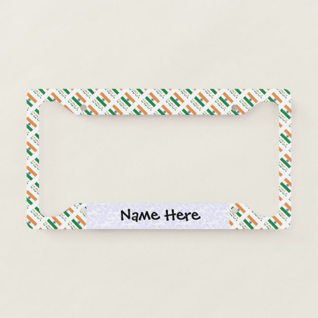 India Indian Flag Tiled Personalized Name  License Plate Frame (Front)