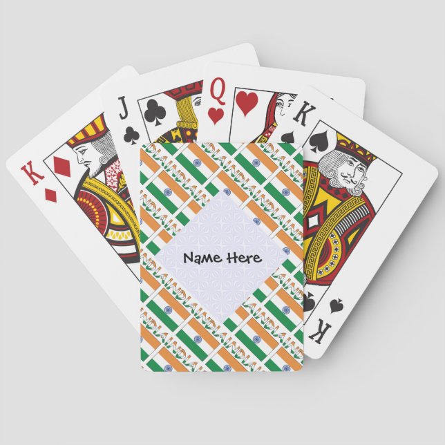 India Indian Flag Tiled Personalized  Poker Cards (Back)