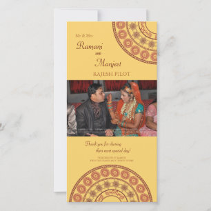 India Indian Henna Wedding Thank You Photo Card
