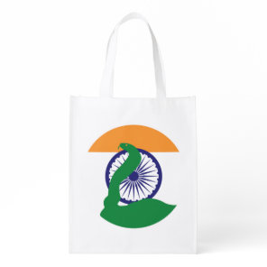 India King cobra Snake Indian National Animal Flag Grocery Bag
