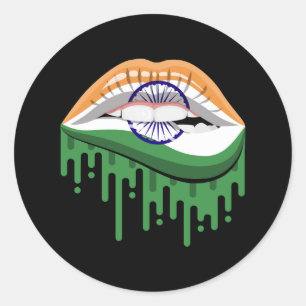 India lips pride root flag classic round sticker