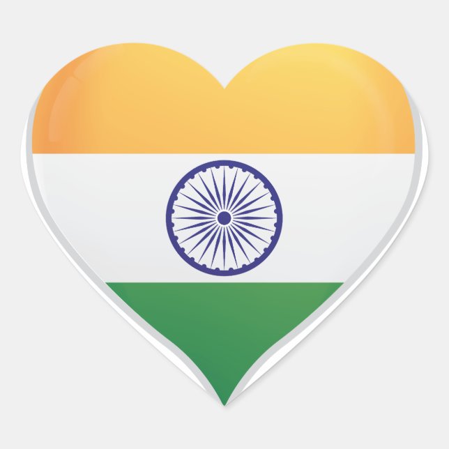 India love flag pride heart sticker (Front)