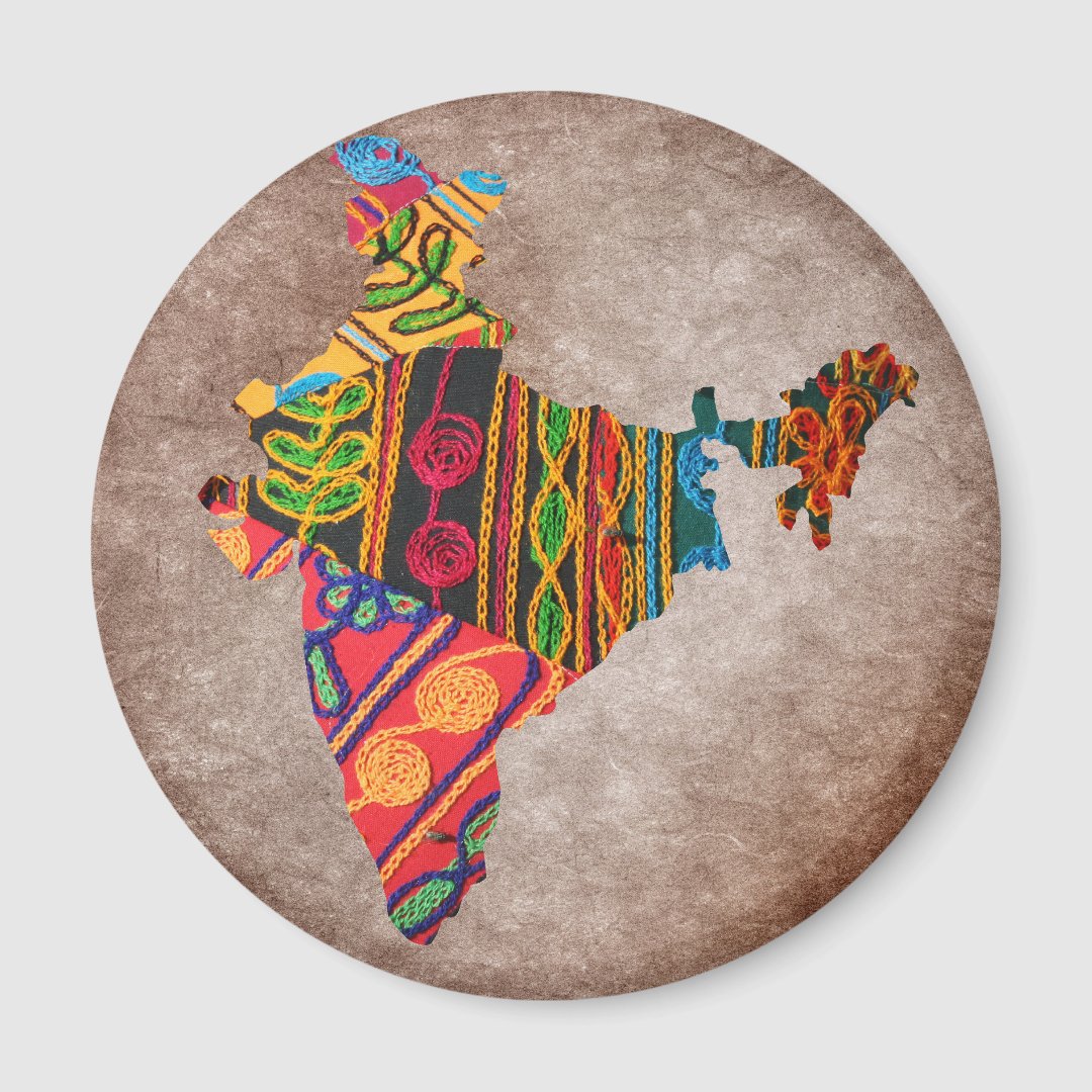 India Map Indian Embroidery Magnet | Zazzle