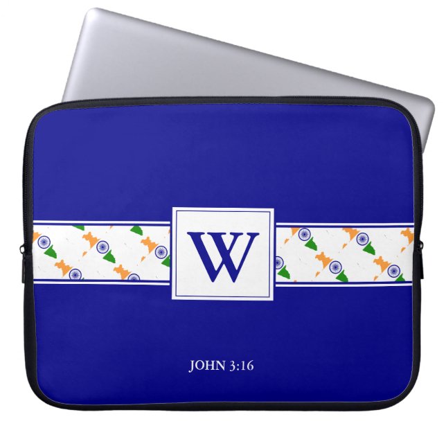 INDIA Monogram Christian Bible Laptop Laptop Sleeve (Front)