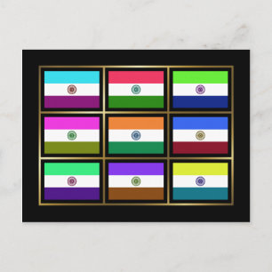 India Multihue Flags Postcard