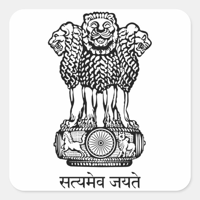India National Emblem Square Sticker (Front)
