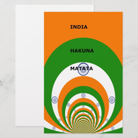 India National Flag Colors Design. Hakuna Matata (Front/Back)