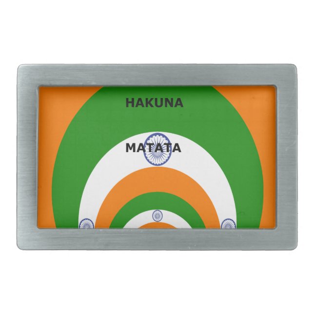 India National Flag Colors Design. Hakuna Matata Belt Buckle (Front)
