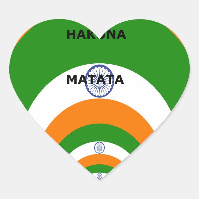 India National Flag Colors Design. Hakuna Matata Heart Sticker (Front)