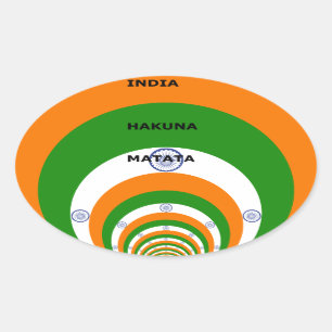 India National Flag Colors Design. Hakuna Matata Oval Sticker