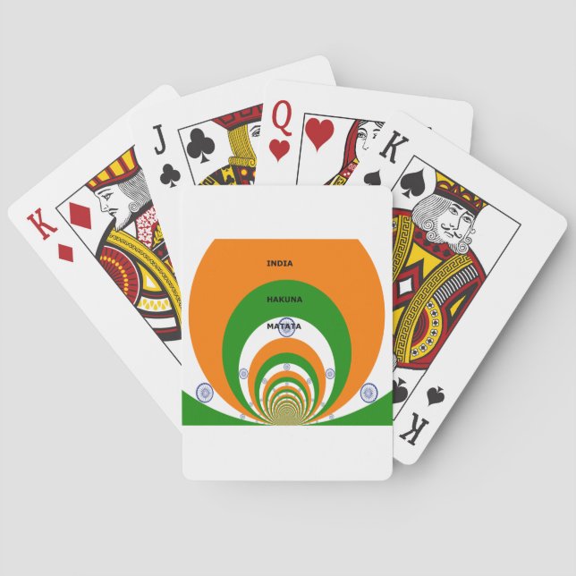 India National Flag Colors Design. Hakuna Matata Poker Cards (Back)