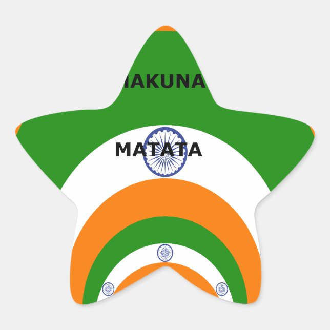 India National Flag Colors Design. Hakuna Matata Star Sticker (Front)