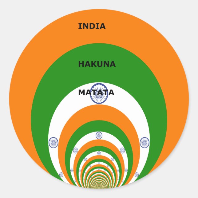 India National Flag Colors Design with "Hakuna Mat Classic Round Sticker (Front)