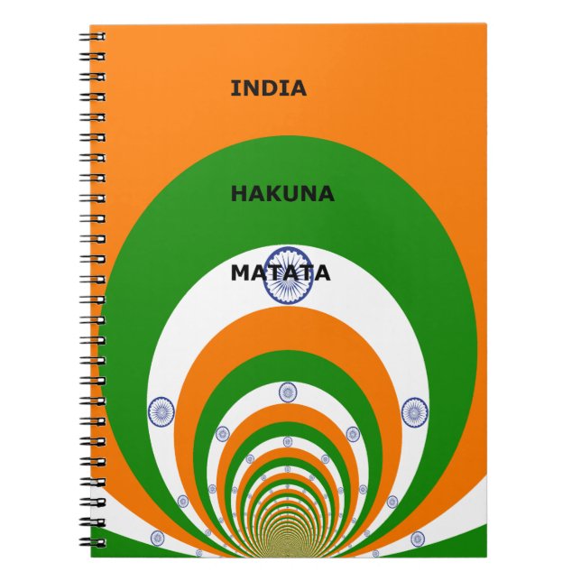India National Flag Colors Design with "Hakuna Mat Notebook (Front)