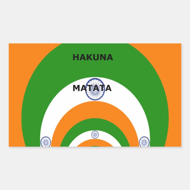 India National Flag Colors Design with "Hakuna Mat Rectangular Sticker (Front)