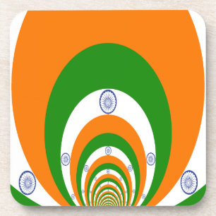 India National Flag Colors Kaleidoscope Beverage Coaster