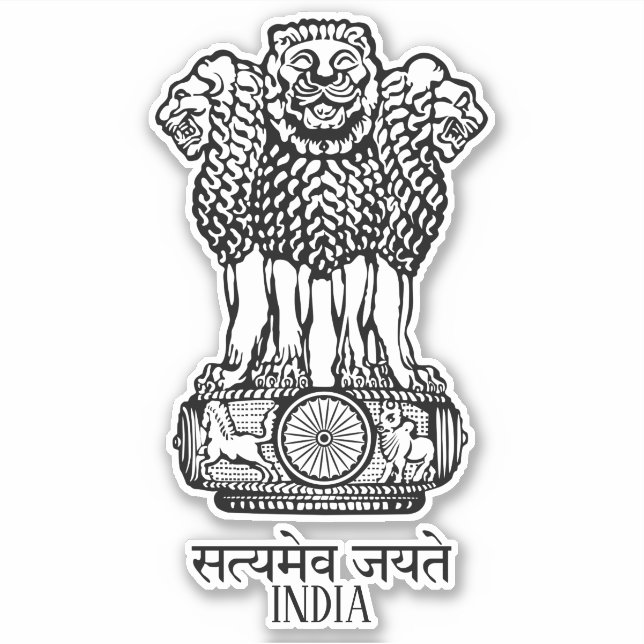 India National National Emblem Patriotic Sticker (Front)