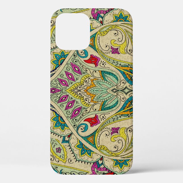 India paisley pattern, bohemian border. Case-Mate iPhone case (Back)