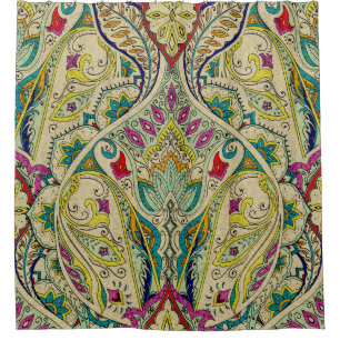 India paisley pattern, bohemian border. shower curtain
