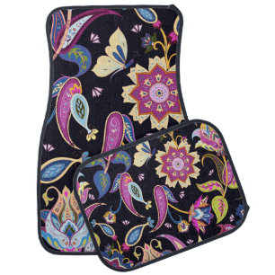 India Paisley Seamless Floral Ornament Car Floor Mat