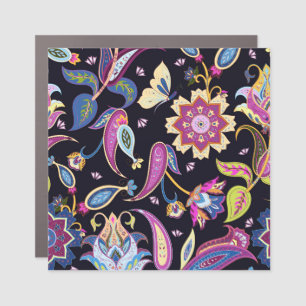 India Paisley Seamless Floral Ornament Car Magnet