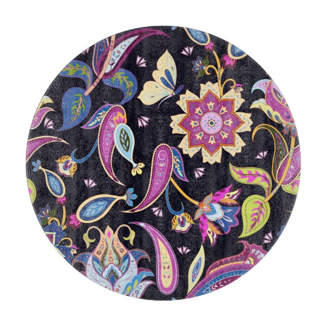 India Paisley Seamless Floral Ornament Cutting Board (Front)