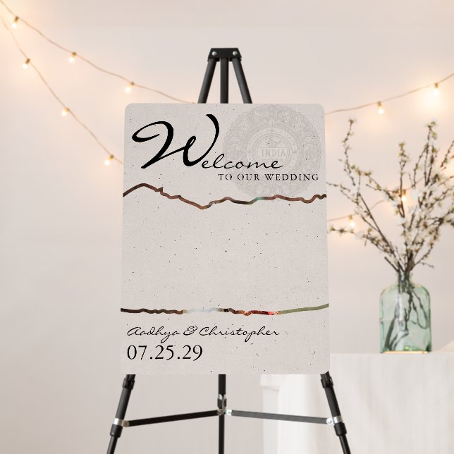 India Passport Wedding Welcome Sign (In Situ (Stand))