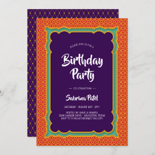 India Patterns Birthday Party 3 Invitation