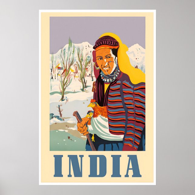 India Poster Kashmir Native Art Indian Print (Front)