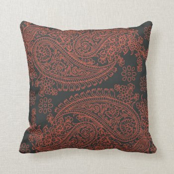 India Print Paisley Pattern Throw Pillow by Sideview at Zazzle