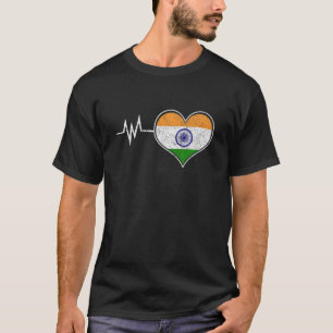 India Proud Flag Day Hinduism Ashok Chakra Heart H T-Shirt